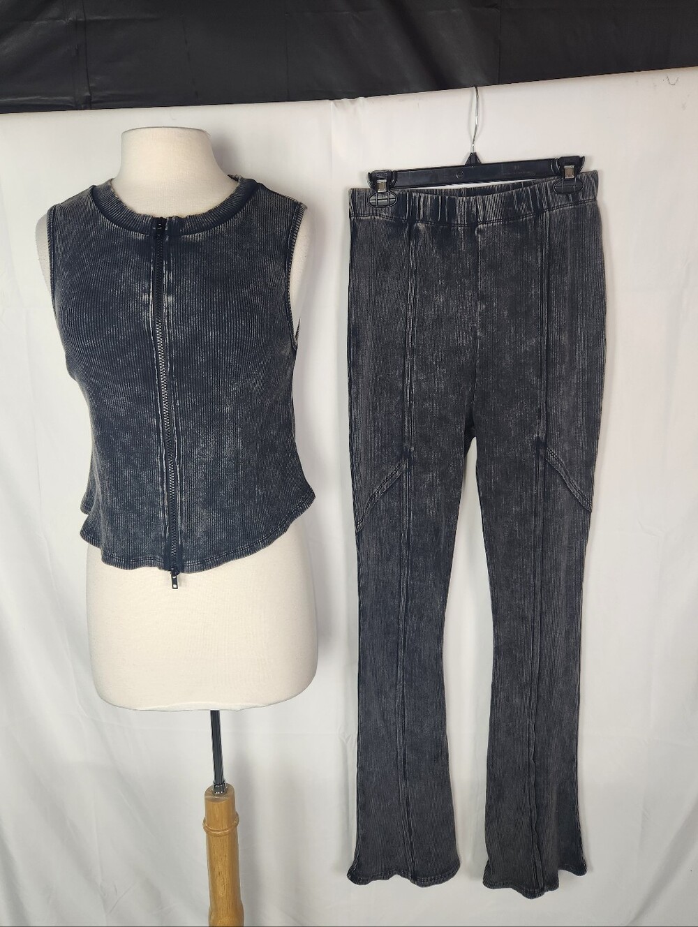 Fashion Nova New Times Ribbed Legging Set 2X Black Acid Wash NWT Y2K Athleisure - Picture 2 of 15